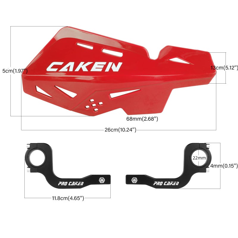 PRO CAKEN Universal 7/8"" 22mm and 1 1/8"" 28mm Handle Bar Hand Guards CNC Bracket for Dirt Bike Motocross ATV Scooter for CRF KLX KX LTR TRX SX SXF EXC XCW Grizzly hawk 250 Bicycles-Red - Image 2